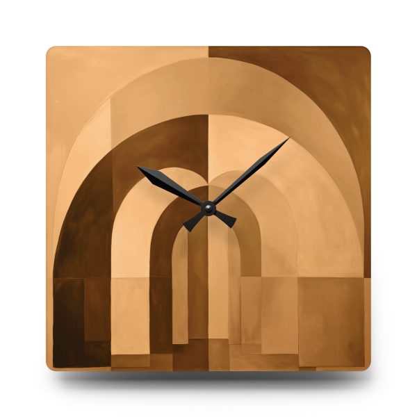 Soft Geometric Archways in Honey Yellow Tone - Acrylic Wall Clock