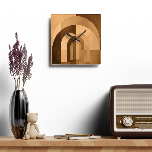 Soft Geometric Archways in Honey Yellow Tone - Acrylic Wall Clock - Image 4