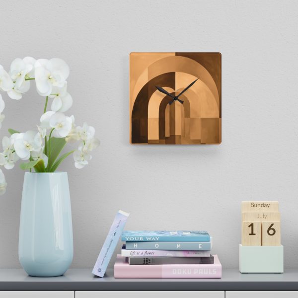 Soft Geometric Archways in Honey Yellow Tone - Acrylic Wall Clock - Image 6