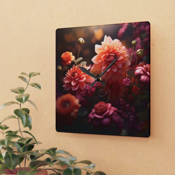 Bright Fantasy Floral 02 - Acrylic Wall Clock - Image 3