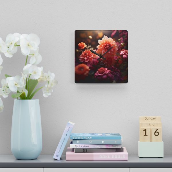 Bright Fantasy Floral 02 - Acrylic Wall Clock - Image 6