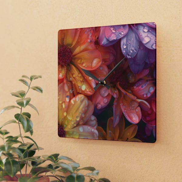 Bright Fantasy Floral 04 - Acrylic Wall Clock - Image 3