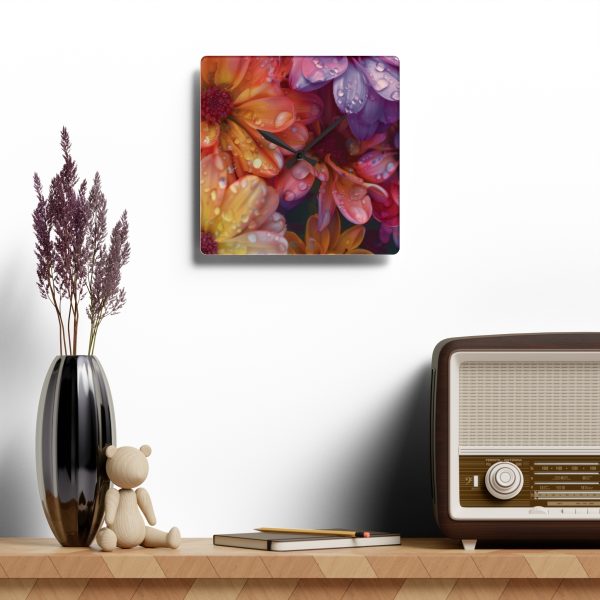 Bright Fantasy Floral 04 - Acrylic Wall Clock - Image 4