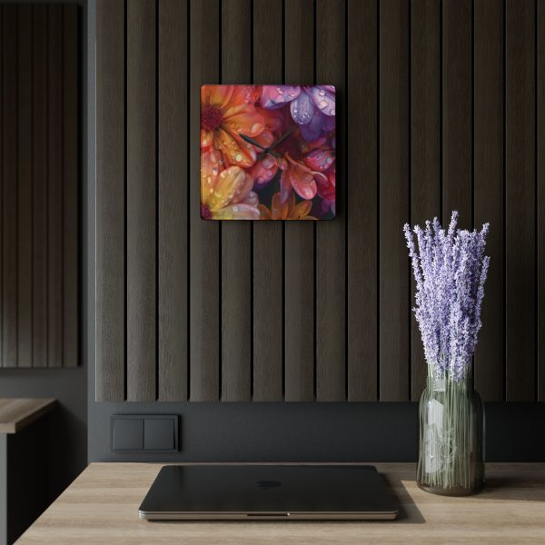 Bright Fantasy Floral 04 - Acrylic Wall Clock - Image 5