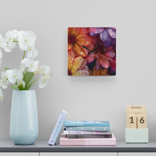 Bright Fantasy Floral 04 - Acrylic Wall Clock - Image 6