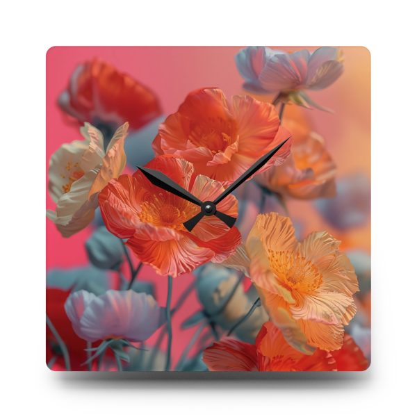 Bright Fantasy Floral 05 - Acrylic Wall Clock