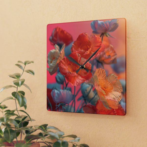 Bright Fantasy Floral 05 - Acrylic Wall Clock - Image 3