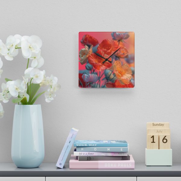 Bright Fantasy Floral 05 - Acrylic Wall Clock - Image 6