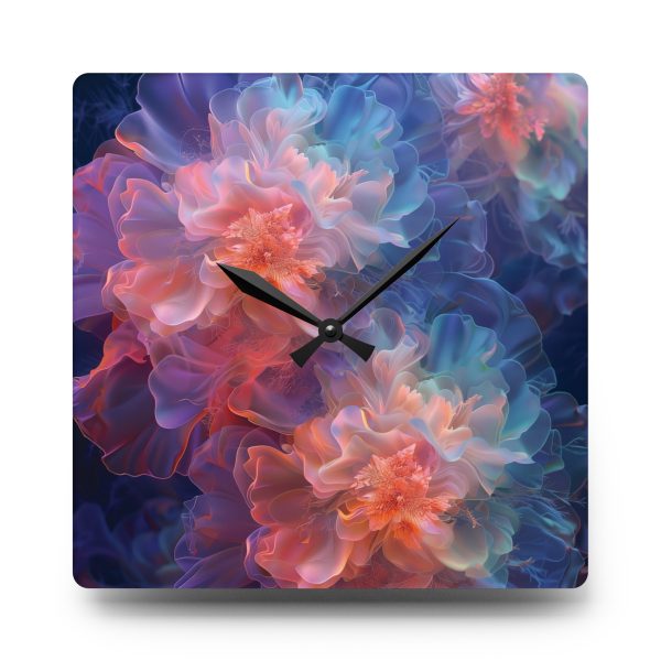 Floral Nebula 09 - Acrylic Wall Clock