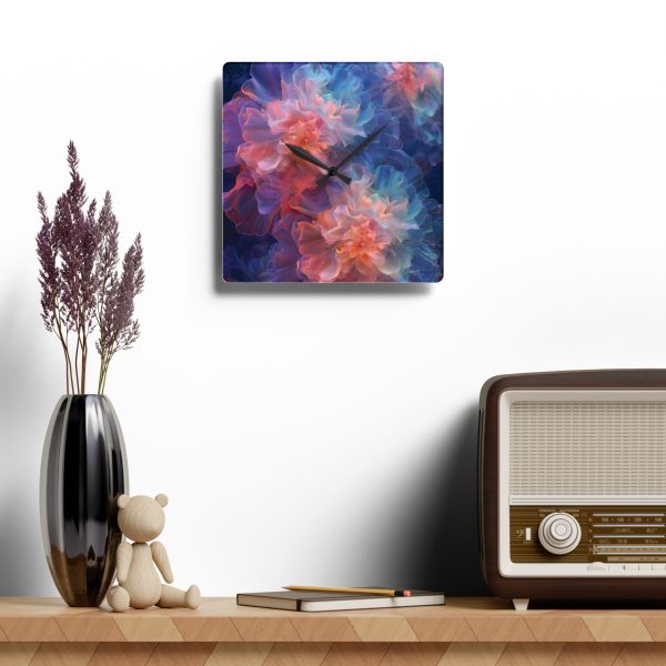 Floral Nebula 09 - Acrylic Wall Clock - Image 4