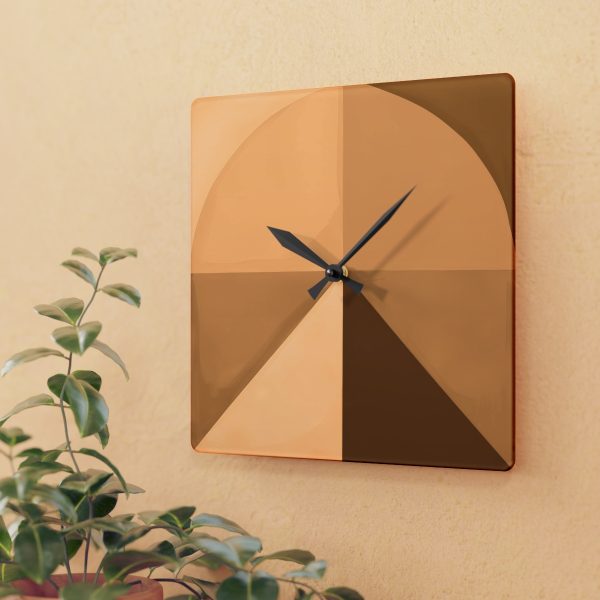 Soft Geometric Pyramid 02 in Honey Yellow Tone - Acrylic Wall Clock - Image 3