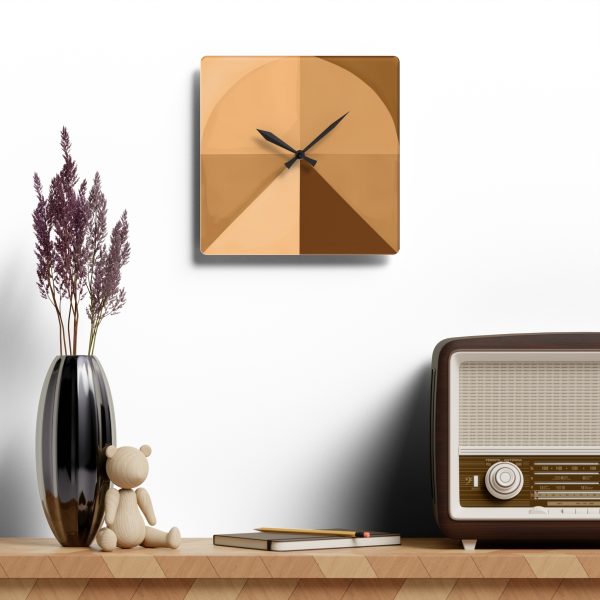 Soft Geometric Pyramid 02 in Honey Yellow Tone - Acrylic Wall Clock - Image 4