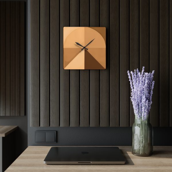 Soft Geometric Pyramid 02 in Honey Yellow Tone - Acrylic Wall Clock - Image 5