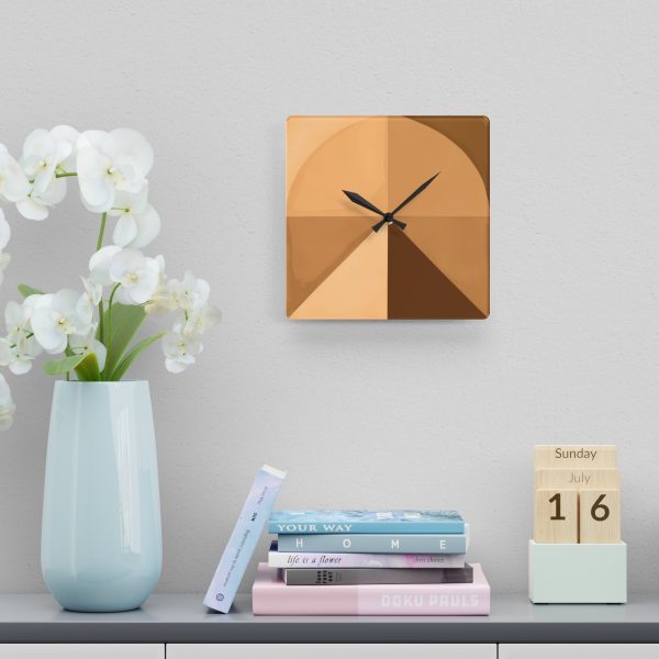 Soft Geometric Pyramid 02 in Honey Yellow Tone - Acrylic Wall Clock - Image 6