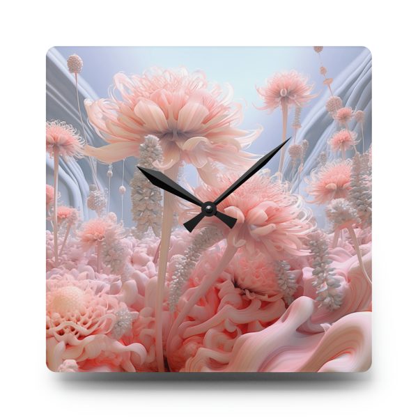 Foamy Floral Fusion 01 - Acrylic Wall Clock