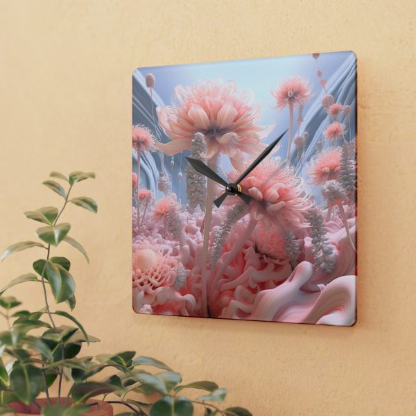 Foamy Floral Fusion 01 - Acrylic Wall Clock - Image 3