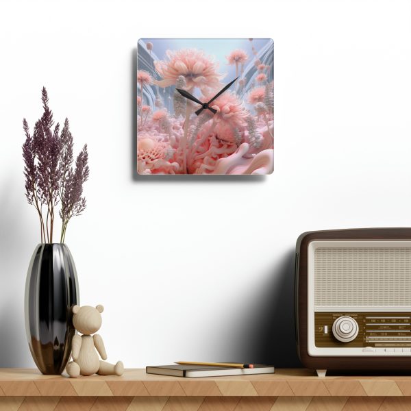 Foamy Floral Fusion 01 - Acrylic Wall Clock - Image 4