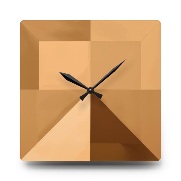 Soft Geometric Pyramid 01 in Honey Yellow Tone - Acrylic Wall Clock