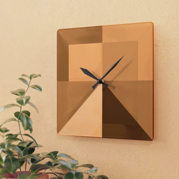 Soft Geometric Pyramid 01 in Honey Yellow Tone - Acrylic Wall Clock - Image 3