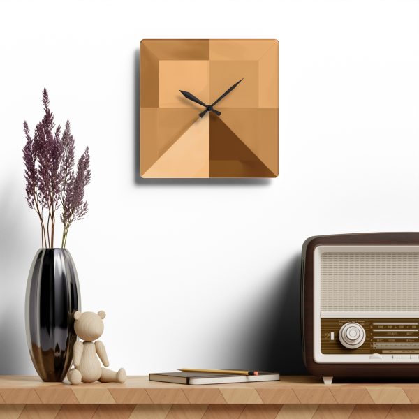 Soft Geometric Pyramid 01 in Honey Yellow Tone - Acrylic Wall Clock - Image 4