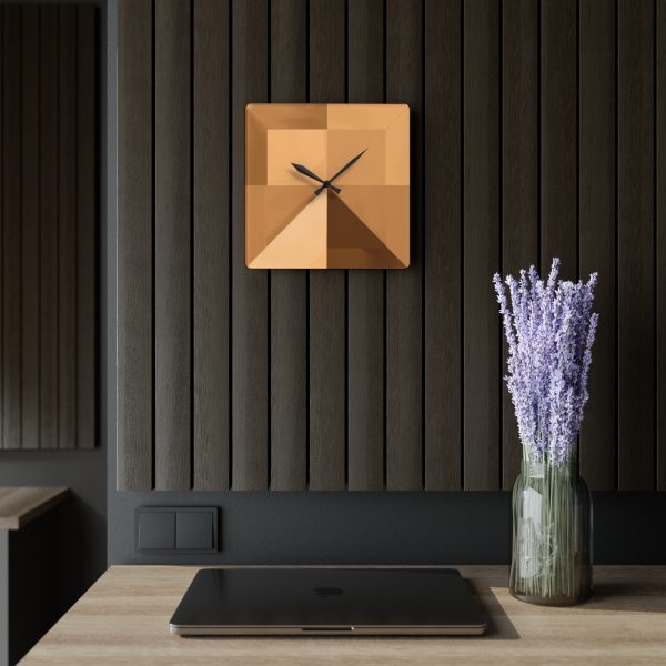 Soft Geometric Pyramid 01 in Honey Yellow Tone - Acrylic Wall Clock - Image 5