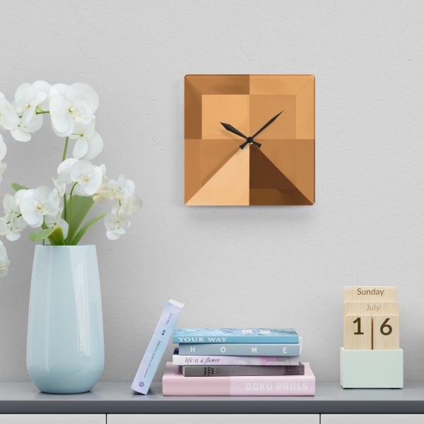 Soft Geometric Pyramid 01 in Honey Yellow Tone - Acrylic Wall Clock - Image 6