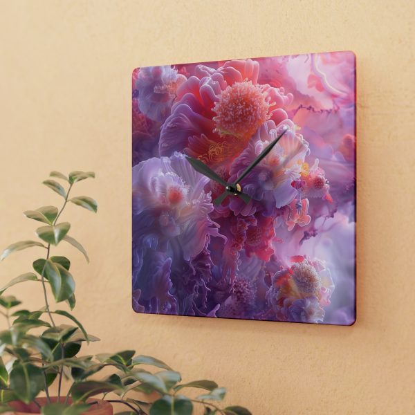 Floral Nebula 05 - Acrylic Wall Clock - Image 3