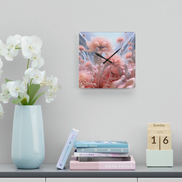 Foamy Floral Fusion 01 - Acrylic Wall Clock - Image 6