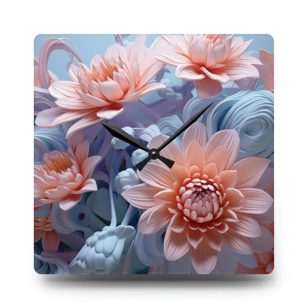 Foamy Floral Fusion 02 - Acrylic Wall Clock