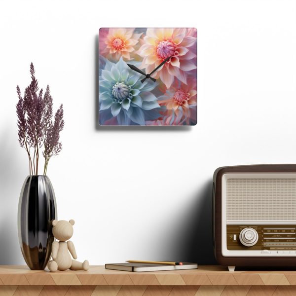 Pastel Fantasy Baroque Floral 02 - Acrylic Wall Clock - Image 4