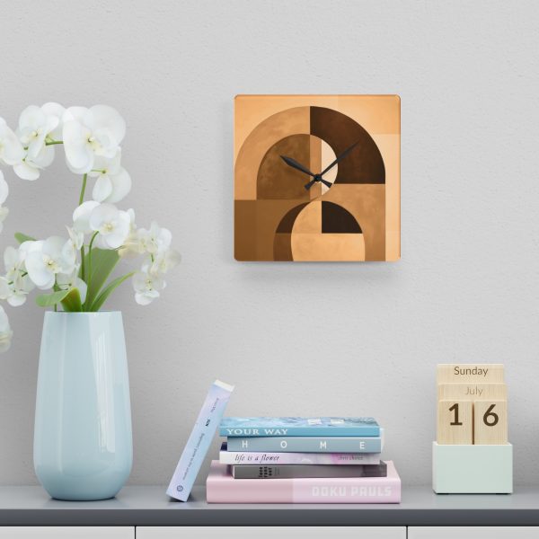 Soft Geometric Windows in Honey Yellow Tone - Acrylic Wall Clock - Image 6