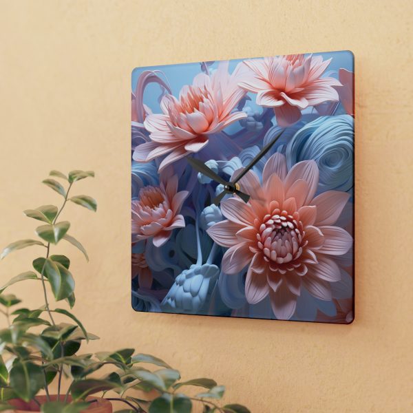 Foamy Floral Fusion 02 - Acrylic Wall Clock - Image 3