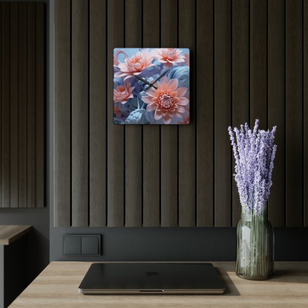 Foamy Floral Fusion 02 - Acrylic Wall Clock - Image 5