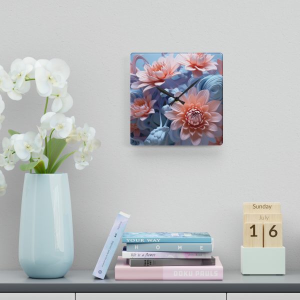 Foamy Floral Fusion 02 - Acrylic Wall Clock - Image 6