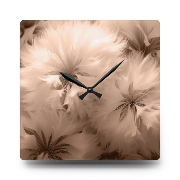 Soft Fantasy Feather Puffs in Peach Puree Tone - Acrylic Wall Clock