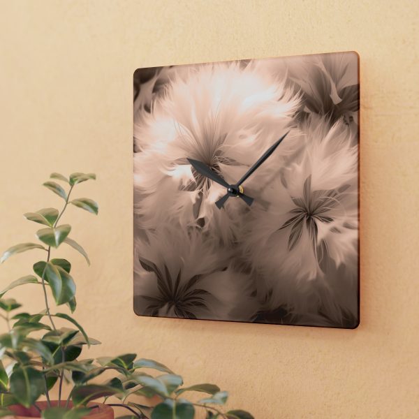 Soft Fantasy Feather Puffs in Peach Puree Tone - Acrylic Wall Clock - Image 3