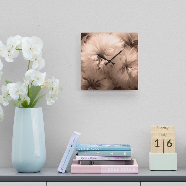 Soft Fantasy Feather Puffs in Peach Puree Tone - Acrylic Wall Clock - Image 6