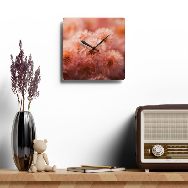 Lovely Fuzzy Fluff in Peach 02 - Acrylic Wall Clock - Image 4