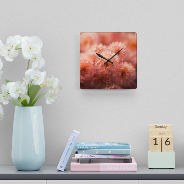 Lovely Fuzzy Fluff in Peach 02 - Acrylic Wall Clock - Image 6