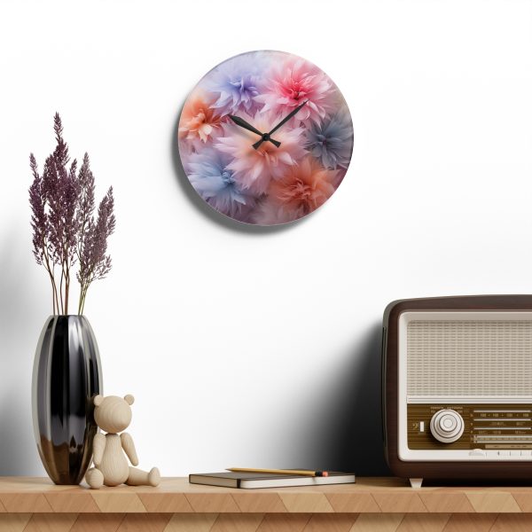 Pastel Palette Fantasy Feather Puffs - Acrylic Wall Clock - Image 16