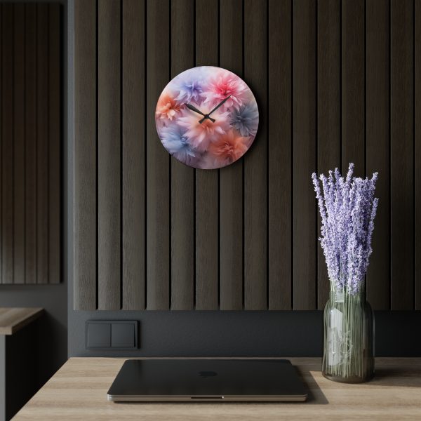 Pastel Palette Fantasy Feather Puffs - Acrylic Wall Clock - Image 17