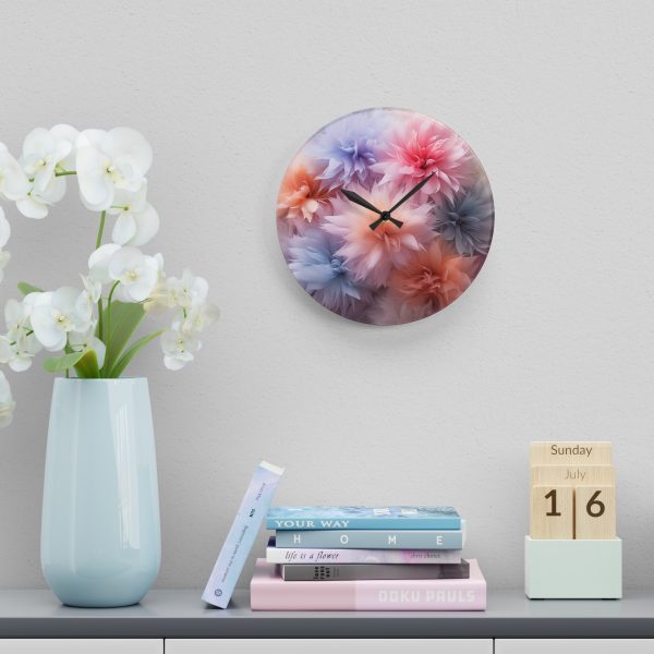 Pastel Palette Fantasy Feather Puffs - Acrylic Wall Clock - Image 18