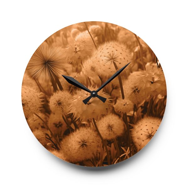 Dandelion Dream in Sunkissed Peach - Acrylic Wall Clock - Image 13