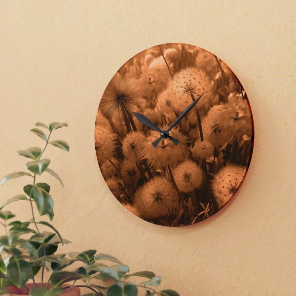 Dandelion Dream in Sunkissed Peach - Acrylic Wall Clock - Image 15