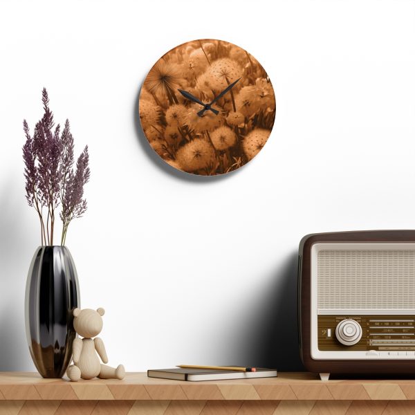 Dandelion Dream in Sunkissed Peach - Acrylic Wall Clock - Image 16