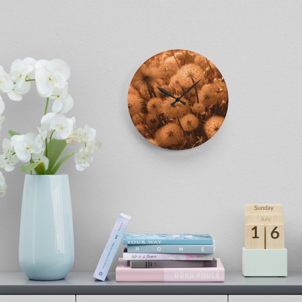 Dandelion Dream in Sunkissed Peach - Acrylic Wall Clock - Image 18