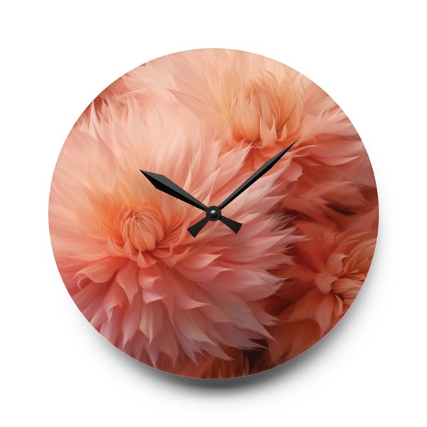 Lovely Fuzzy Buds in Peach 01 - Acrylic Wall Clock - Image 13