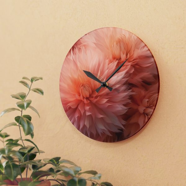 Lovely Fuzzy Buds in Peach 01 - Acrylic Wall Clock - Image 15