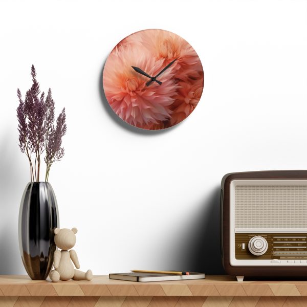 Lovely Fuzzy Buds in Peach 01 - Acrylic Wall Clock - Image 16