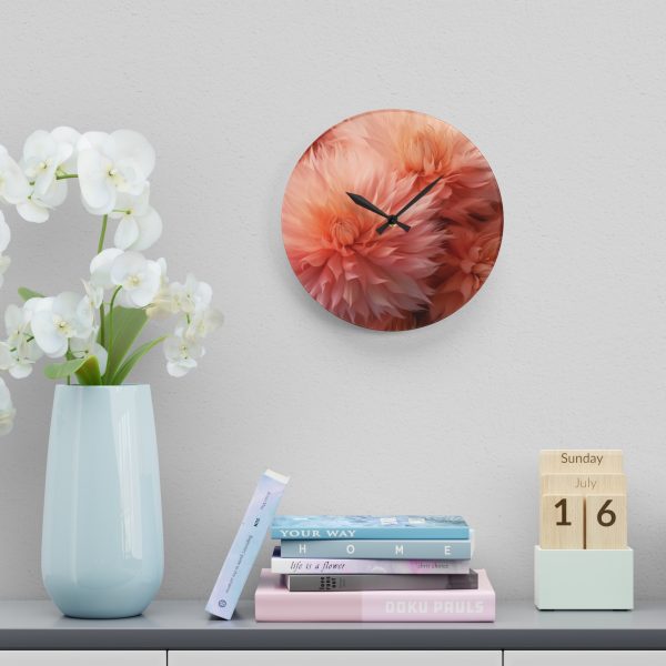 Lovely Fuzzy Buds in Peach 01 - Acrylic Wall Clock - Image 18